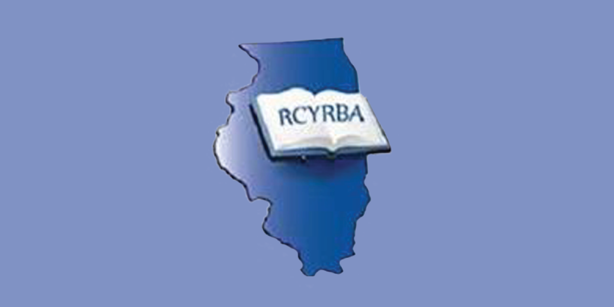 Rebecca Caudill Young Readers Book Award logo depicting the state of Illinois and a book with the letters R C Y R B A