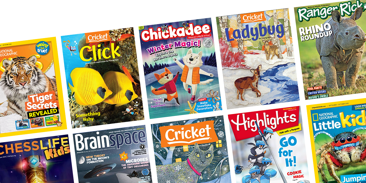 Thumbnail images of magazines for kids available on Flipster