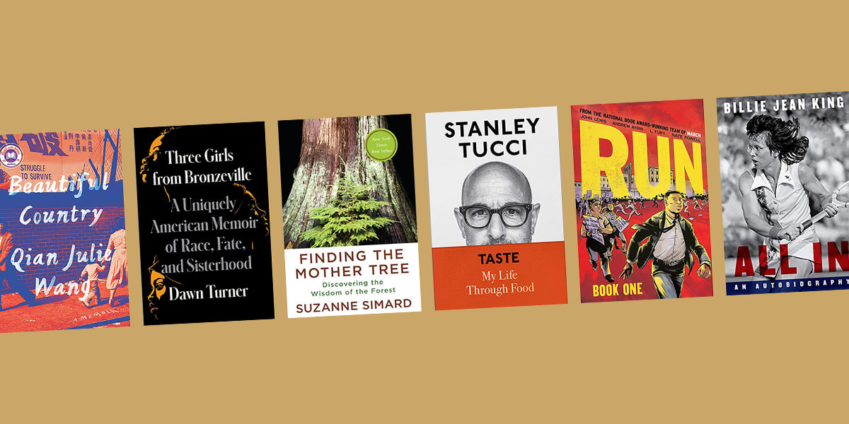Newly released memoirs including Taste by Stanley Tucci and All In by Billie Jean King