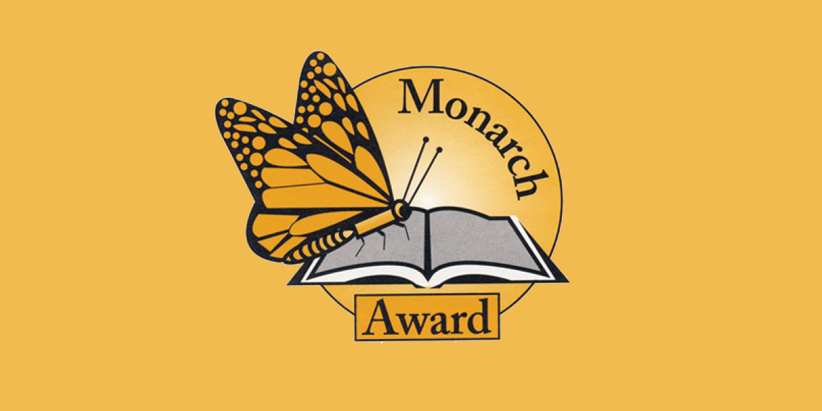 Monarch Award logo depicting a butterfly and a book