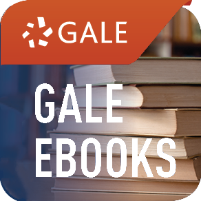 Gale ebooks logo on a photo of a bookstack