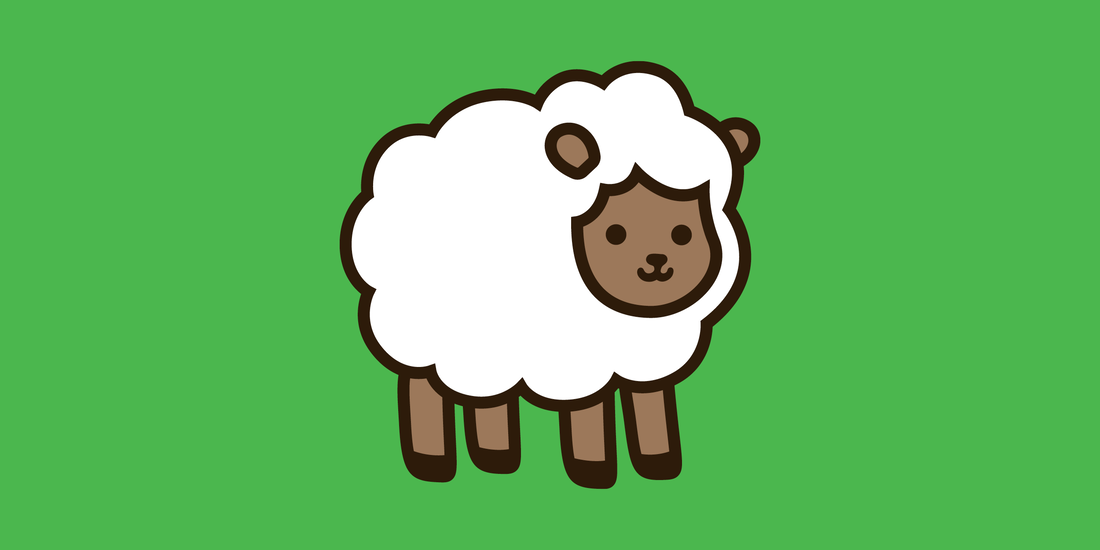 Simple illustration of a fluffy lamb against an orange background